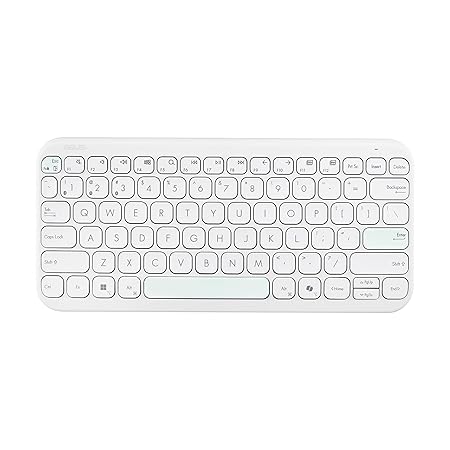 ASUS Marshmallow KW100 Wireless Keyboard – Iridescent White | Silent Scissor Keys, Compact Design, 2-Year Battery Life, Compatible with Windows/Mac/Chrome/iOS/with Dedicated Copilot Key