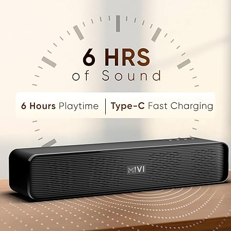 Mivi Fort H30 Portable Bluetooth Speakers Soundbar – [Newly launched] 30W Bluetooth Soundbar, 6 Hours Playtime (Black)