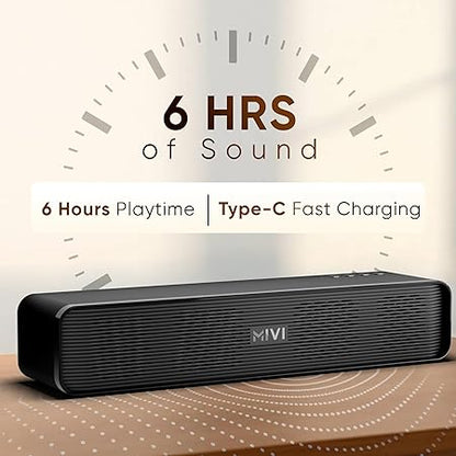 Mivi Fort H30 Portable Bluetooth Speakers Soundbar – [Newly launched] 30W Bluetooth Soundbar, 6 Hours Playtime (Black)