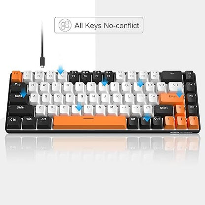 MageGee Product Image Portable 60% Mechanical Gaming Keyboard, MK-Box LED Backlit Compact 68 Keys Mini Wired Office Keyboard with Red Switch for Windows Laptop PC Mac - White/Black