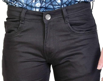 Basilio Cotton Knitted Fabric Stretchable Denim Regular Fit Mid Rise Jeans Pant for Men