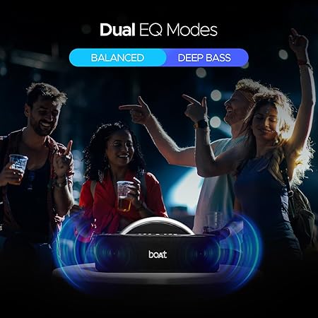 boAt Stone Lumos 60W Bluetooth Speaker w/ 7 LED Projection Modes, Dual EQs, Up to 9hrs of Playtime, TWS Feature, Built-in Mic, BT v5.3 (Midnight Black)