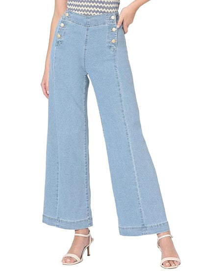 VERO MODA Women Wide Leg High-Rise Stretchable Jeans