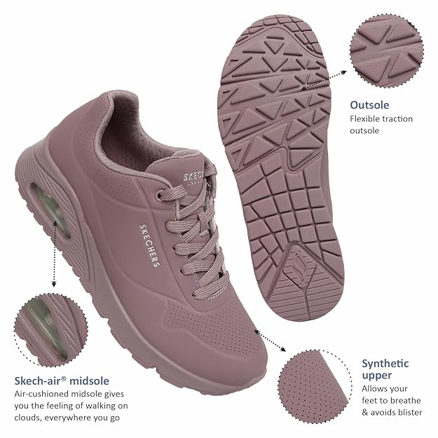 Skechers Women Uno Stand On Air Sneakers (Dark Mauve)