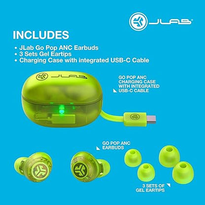 Lab Go Pop ANC Active Noise Cancelling Earbuds, Bluetooth Earphones, 24+ Hr Playtime (4 Color options)