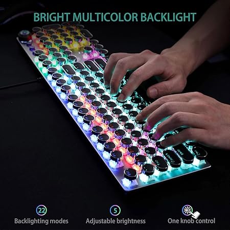 AULA F2088 Wired Mechanical Gaming Keyboard | LED Backlight RGB Gaming Keyboard (Black | Without Handrest | Brown Switch)
