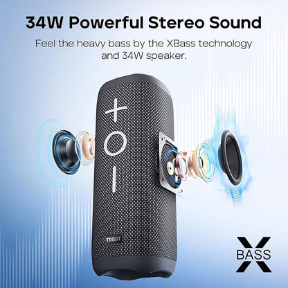 Tribit StormBox 2 Bluetooth Speaker with 34W 360° Surround Sound, XBass Tech, 24H Playtime (Black)