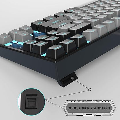 MageGee 75% Mechanical Gaming Keyboard with Blue Switch, LED Blue Backlit Keyboard, 87 Keys Compact TKL Wired Computer Keyboard for Windows Laptop PC Gamer - Grey/Black