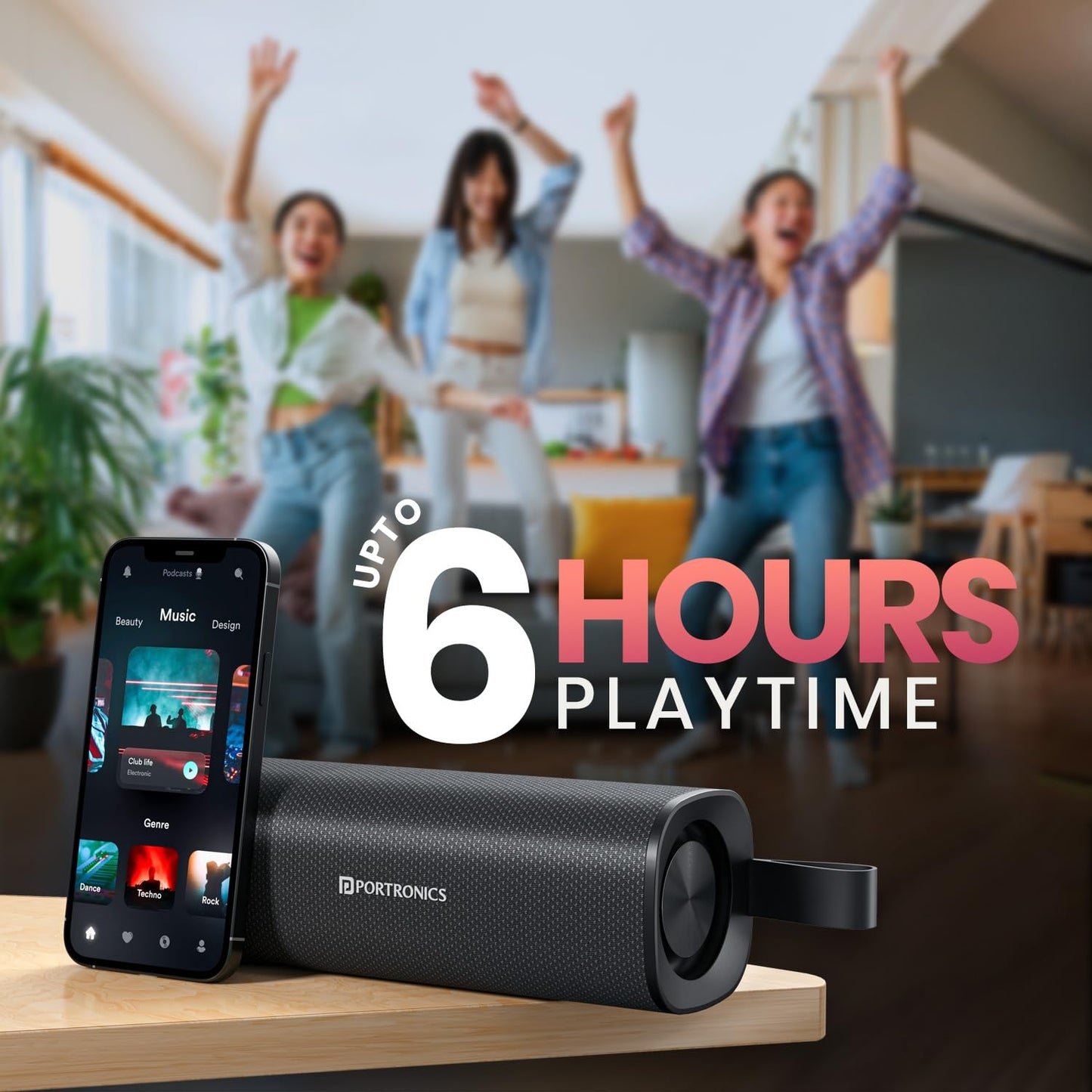 Portronics Fynix 30W HD Sound Portable Bluetooth Speaker with Dual Passive Radiator, 360° Surround Sound, Upto 6 Hours (Black)