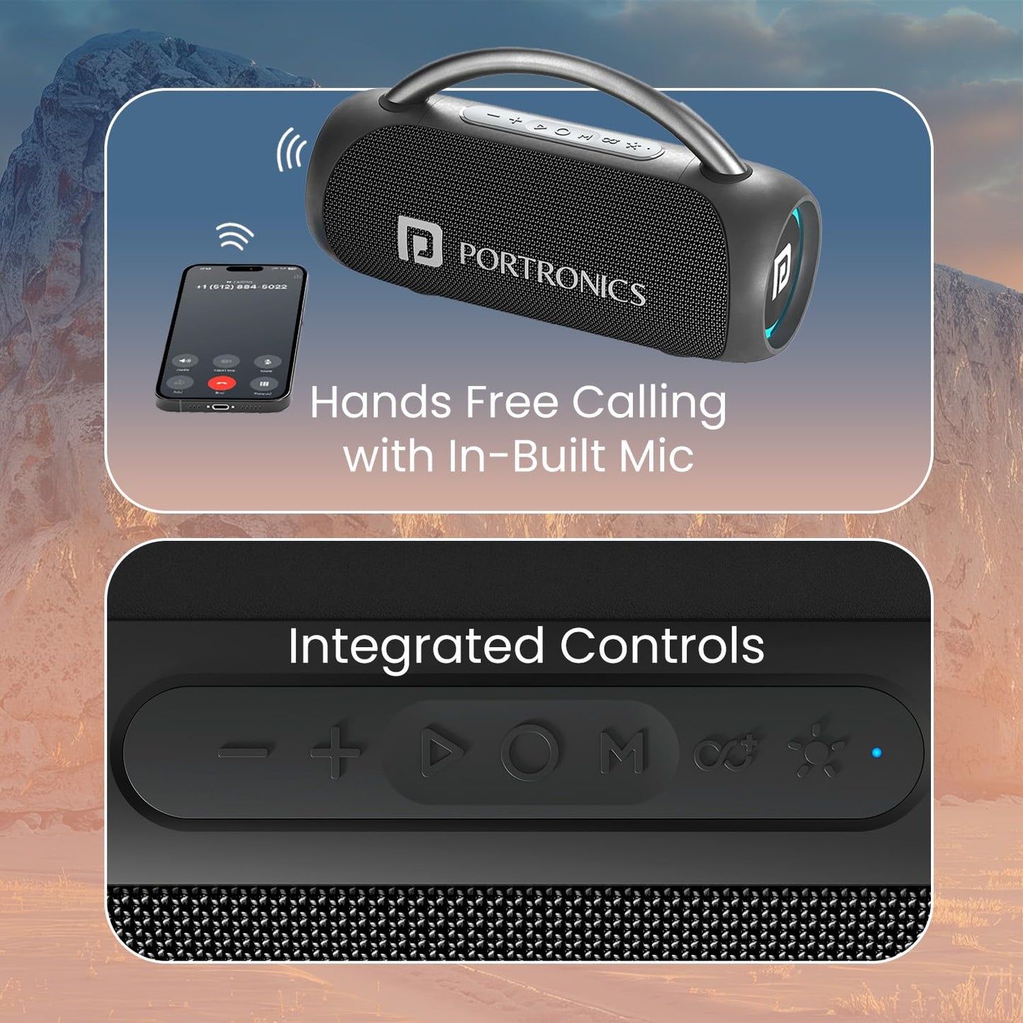 Portronics 30W Radiant 2 Portable Bluetooth Speaker with Wireless Karaoke Mic,6 Hour Playtime, BT5.3v, USB Drive, Aux in, Type C Fast Charging(Black)