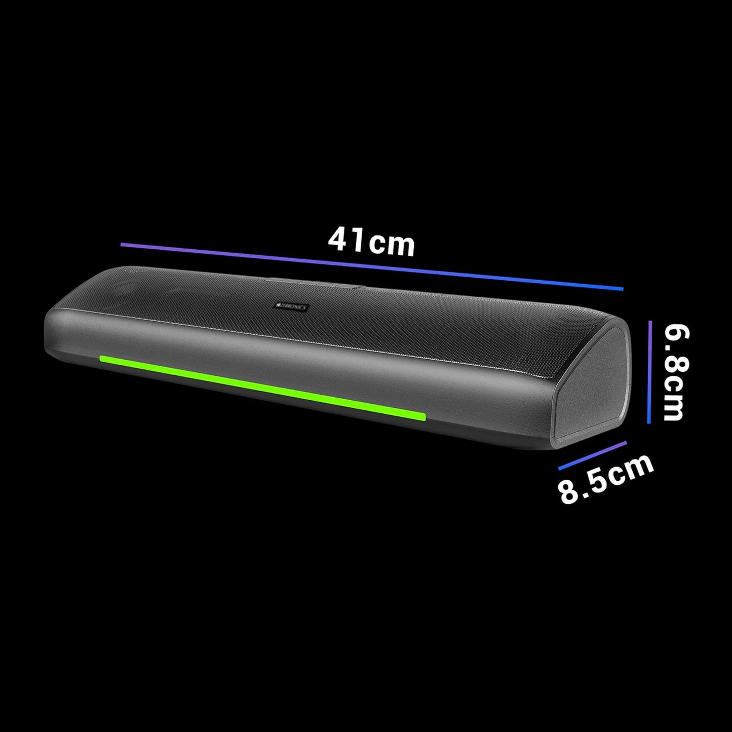ZEBRONICS VITA BAR 200, Mini Soundbar, 24 Watts, 8* Hours Backup, Supports Bluetooth | USB | AUX (Multicolor LED)