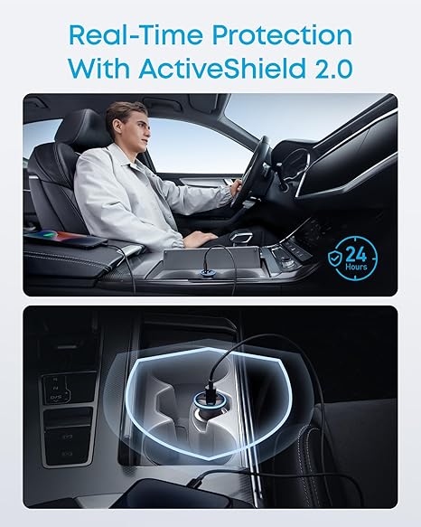 Anker 323 Car Charger 52.5W with PowerIQ 3.0 Ultra-Compact Dual-Port USB-C Fast Charing, Charge 2 devices simultaneously