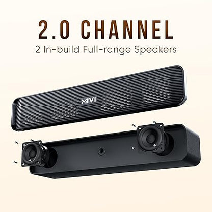Mivi Fort H30 Portable Bluetooth Speakers Soundbar – [Newly launched] 30W Bluetooth Soundbar, 6 Hours Playtime (Black)