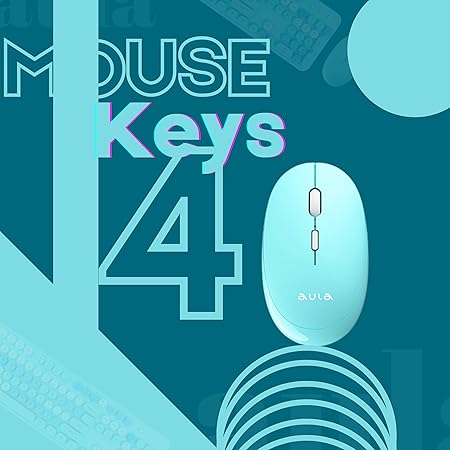 Aula AC306 Wireless Keyboard with Retro Keys and 1600 DPI Mouse Combo | 2.4GHz Wireless Keyboard with Mouse Combo for Desktop/Laptop and Devices with USB Support (Mix Blue)