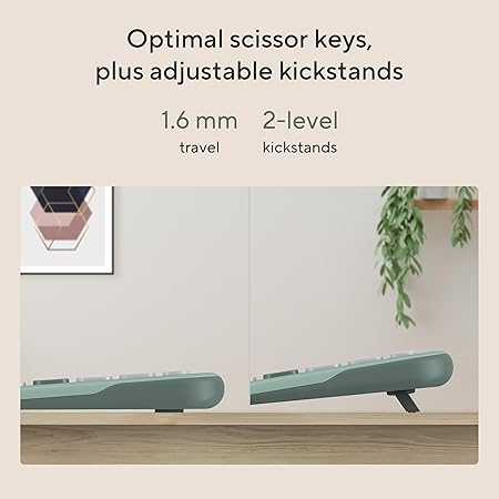 ASUS Marshmallow Kw100 Keyboard, Supports Up to 3 Devices, 1.6Mm Key Travel, Scissor Keys, Compact & Lightweight Keyboard, Bluetooth (Color - Green Tea Latte)