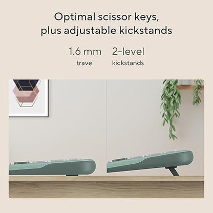 ASUS Marshmallow Kw100 Keyboard, Supports Up to 3 Devices, 1.6Mm Key Travel, Scissor Keys, Compact & Lightweight Keyboard, Bluetooth (Color - Green Tea Latte)