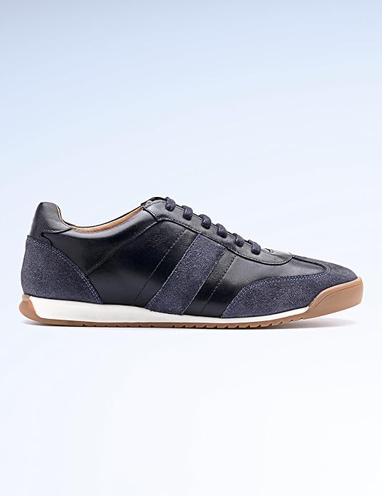 Symbol Premium Mens Smart Casual Leather Sneakers (Blue)