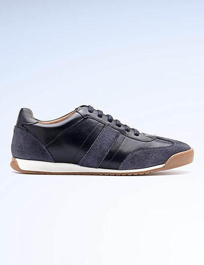 Symbol Premium Mens Smart Casual Leather Sneakers (Blue)