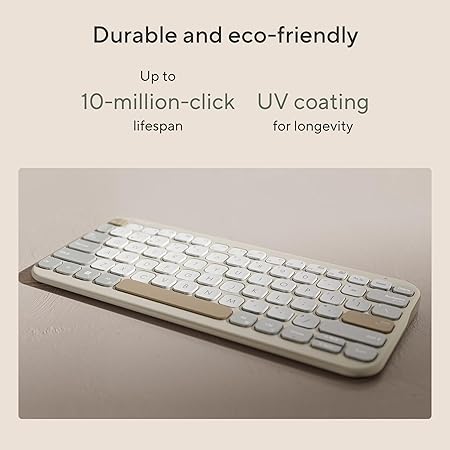 ASUS Marshmallow Kw100 Keyboard, Supports Up to 3 Devices, 1.6Mm Key Travel, Scissor Keys, Compact & Lightweight Keyboard, Bluetooth (Color - Oat Milk)