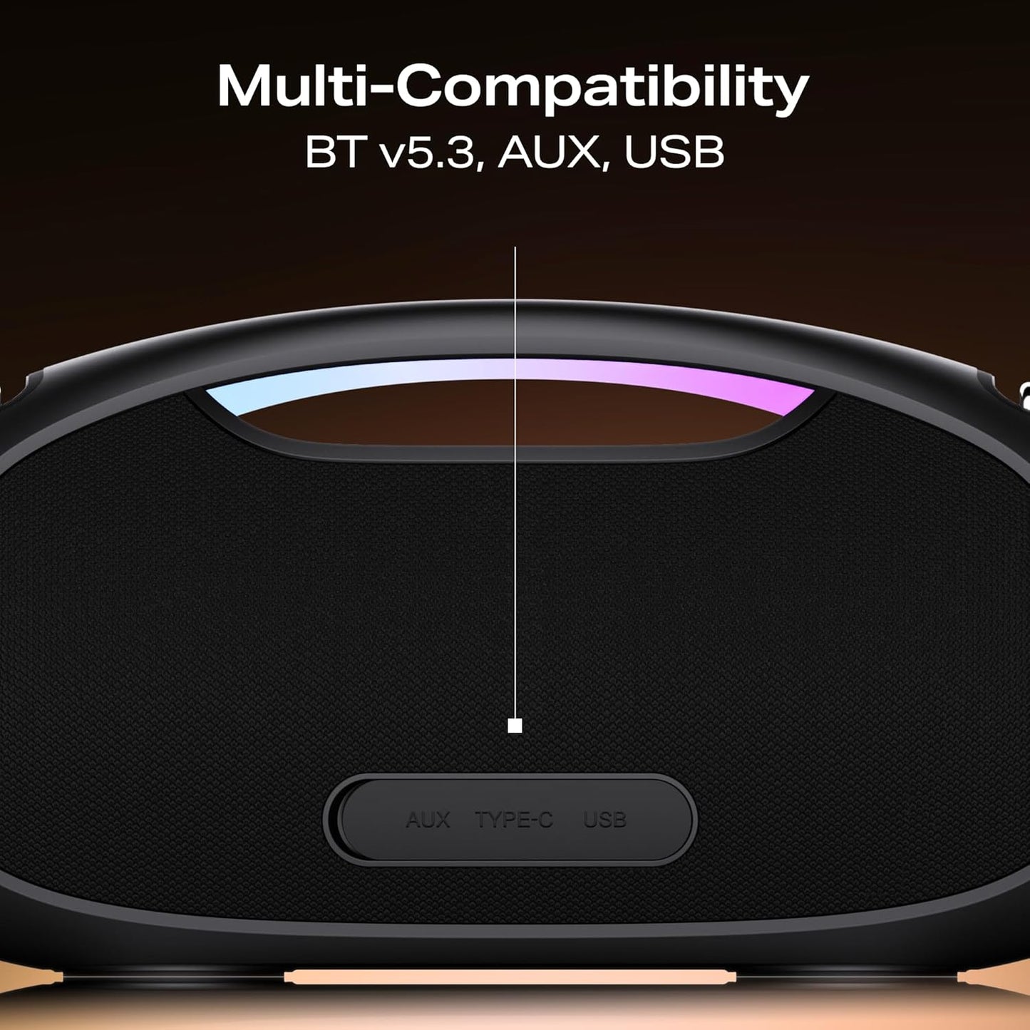 boAt Stone Ignite w/ 90 W RMS Sound, RGB LEDs, EQ Modes, IPX6,BT v5.3,Multi- Compatibility– Aux&USB, Playback time Up to 5 Hours & Type C Charging (Jade Black)