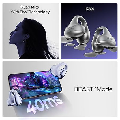 boAt Airdopes Loop OWS Earbuds w/Clip-On Fit, Air Conduction Tech, 50HRS Battery, 4Mics ENx (3 Color options)