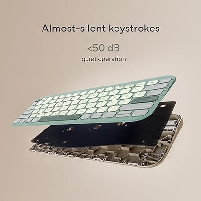 ASUS Marshmallow Kw100 Keyboard, Supports Up to 3 Devices, 1.6Mm Key Travel, Scissor Keys, Compact & Lightweight Keyboard, Bluetooth (Color - Green Tea Latte)
