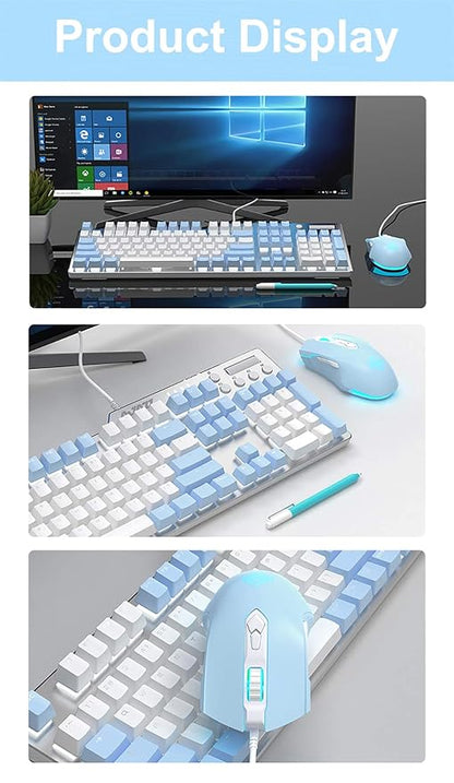 Lomiluskr AJ52 Gaming Mice Wired, Programmable 7 Buttons, Computer Mice with RGB LED Backlit, 200-4800 DPI Adjustable,for Windows/Mac OS/Linux (SkyBlue)