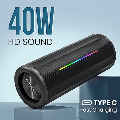 Portronics Nova 40W Portable Bluetooth Speaker with Dual Passive Radiator, Upto 5 Hours Playtime Bluetooth 5.3V, TWS Mode (Black)