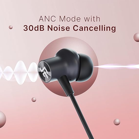 CrossBeats Shuffl ANC Neckband Bluetooth Wireless in Ear Earphones | 14.2mm Drivers| 120Hrs Playtime (Black)