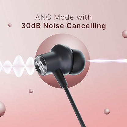 CrossBeats Shuffl ANC Neckband Bluetooth Wireless in Ear Earphones | 14.2mm Drivers| 120Hrs Playtime (Black)