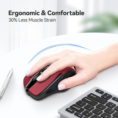 Tecknet M003 2.4G Ergonomic Wireless Mobile Optical Mouse with USB Nano Receiver (Red)