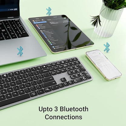 ZEBRONICS K5002MW Slim Wireless Keyboard with in-Built Battery, Copilot AI Key, Windows | Mac | iOS | Android, Scissor Switch, 3 Bluetooth + 2.4Ghz, 109 Keys, 13 Multimedia Keys, Type C Charging