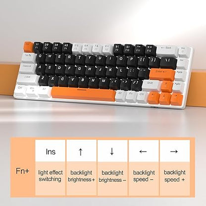 MageGee Portable 60% Mechanical Gaming Keyboard, MK-Box LED Backlit Compact 68 Keys Mini Wired Office Keyboard with Blue Switch for Windows Laptop PC Mac - Black/White