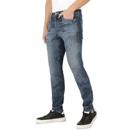 Everblue Men Solid Stretchable Blue Tapered Slim Fit Light Fade Midrise Jeans
