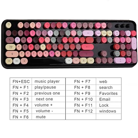 SADES V2020 Wireless Keyboard with Round Keycaps,2.4GHz Dropout-Free Connection, Cute Wireless Moues for PC/Laptop/Mac