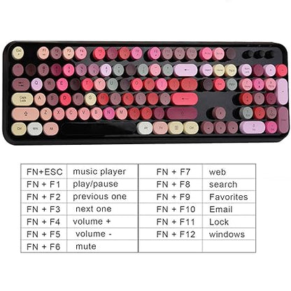 SADES V2020 Wireless Keyboard with Round Keycaps,2.4GHz Dropout-Free Connection, Cute Wireless Moues for PC/Laptop/Mac