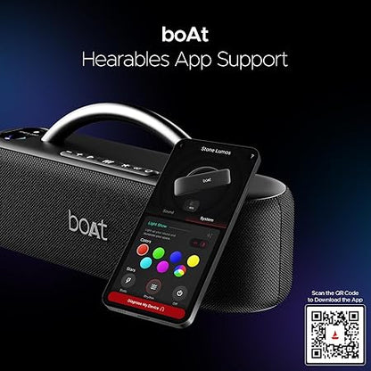 boAt Stone Lumos 60W Bluetooth Speaker w/ 7 LED Projection Modes, Dual EQs, Up to 9hrs of Playtime, TWS Feature, Built-in Mic, BT v5.3 (Midnight Black)