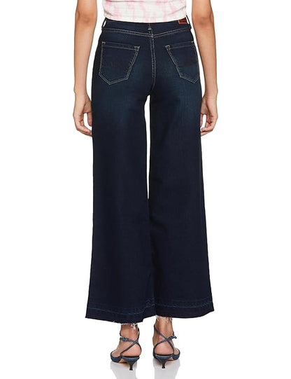 Pepe Jeans High Rise Dark Wash Cotton Relaxed Fit Women's Jeans