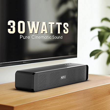 Mivi Fort H30 Portable Bluetooth Speakers Soundbar – [Newly launched] 30W Bluetooth Soundbar, 6 Hours Playtime (Black)