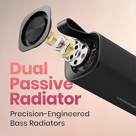 Portronics Fynix 30W HD Sound Portable Bluetooth Speaker with Dual Passive Radiator, 360° Surround Sound, Upto 6 Hours (Black)