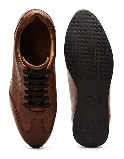 Symbol Premium Mens Smart Casual Leather Sneakers (Brown)