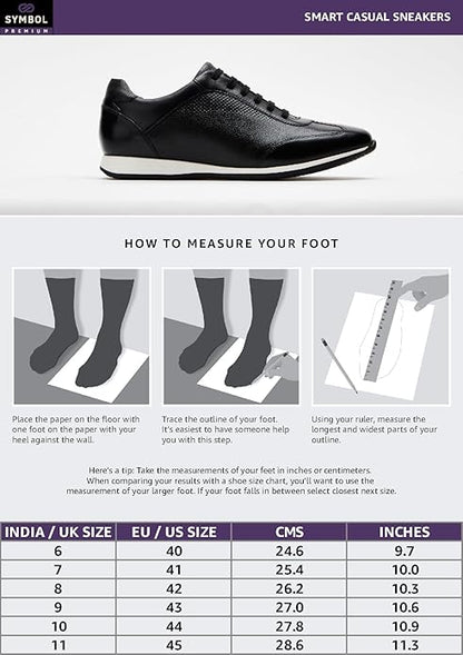 Symbol Premium Mens Smart Casual Leather Sneakers (Black)