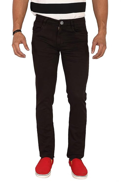Basilio Cotton Knitted Fabric Stretchable Denim Regular Fit Mid Rise Jeans Pant for Men