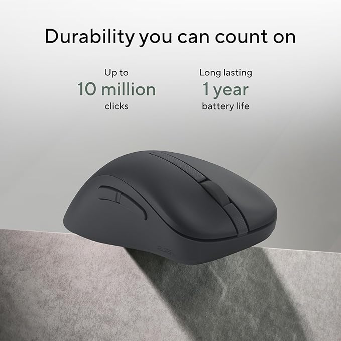 ASUS Wireless Mouse MD102 2.4GHz Mode, Ergonomic Design, Silent, Reliable, Dual Mode Connectivity, Adjustable DPI, 10 Million Click Life, Dark Grey