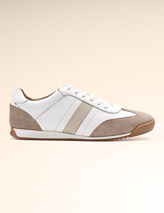 Symbol Premium Mens Smart Casual Leather Sneakers (White)
