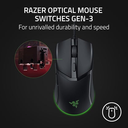 Razer Cobra Wired Gaming Mouse: 58g Lightweight Design - Gen-3 Optical Switches - Chroma RGB Lighting with Underglow - Precise 8500 DPI Optical Sensor - 1 - Speedflex Cable - Black