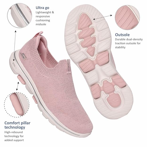 Skechers Women Go Walk 5 Starlit Walking Shoes (Pink)