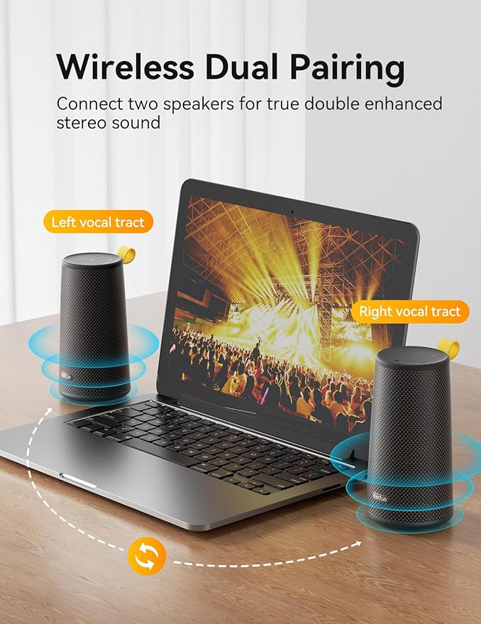 EarFun UBOOM Bluetooth Speaker, [24W Stereo Sound] Boom Bass, 360° Surround Sound, 24Hrs, Portable Wireless Speaker (Black)