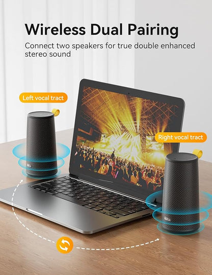 EarFun UBOOM Bluetooth Speaker, [24W Stereo Sound] Boom Bass, 360° Surround Sound, 24Hrs, Portable Wireless Speaker (Black)