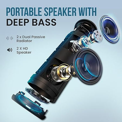 Portronics Nova 40W Portable Bluetooth Speaker with Dual Passive Radiator, Upto 5 Hours Playtime Bluetooth 5.3V, TWS Mode (Black)